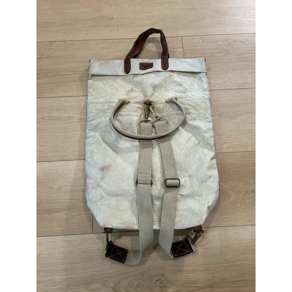 Vintage Uashmama Paper bag Backpack Distressed Finish Cream Color